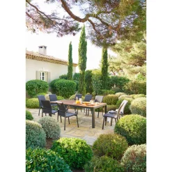 Table de jardin rectangulaire PARADIZE Effet Noyer & Graphite