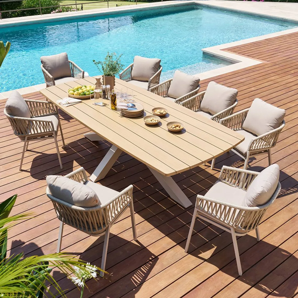 Table de jardin rectangulaire ORACLION Noix / Argile