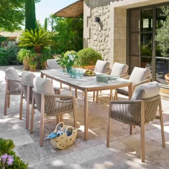 Table de jardin rectangulaire NELORA Beige ficelle / Honey