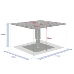 Table de jardin relevable carrée SALIMIA Graphite