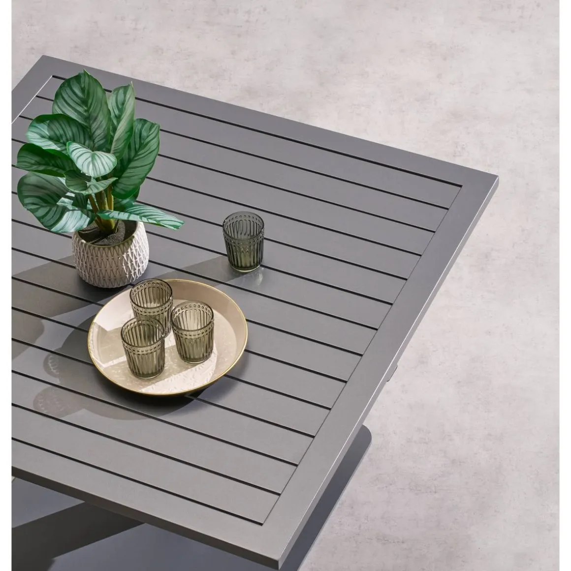 Table de jardin relevable carrée SALIMIA Graphite