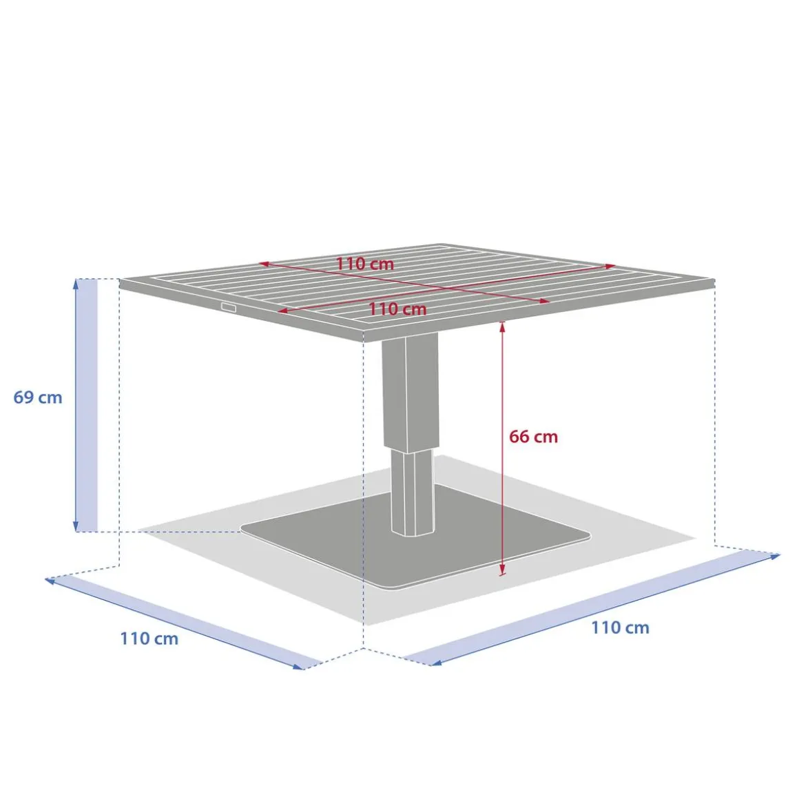 Table de jardin relevable carrée SALIMIA Avoine