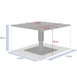 Table de jardin relevable carrée SALIMIA Argile & Lin