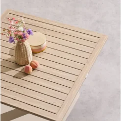 Table de jardin relevable carrée SALIMIA Argile & Lin