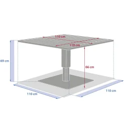 Table de jardin relevable carrée SALIMIA Argile & Lin