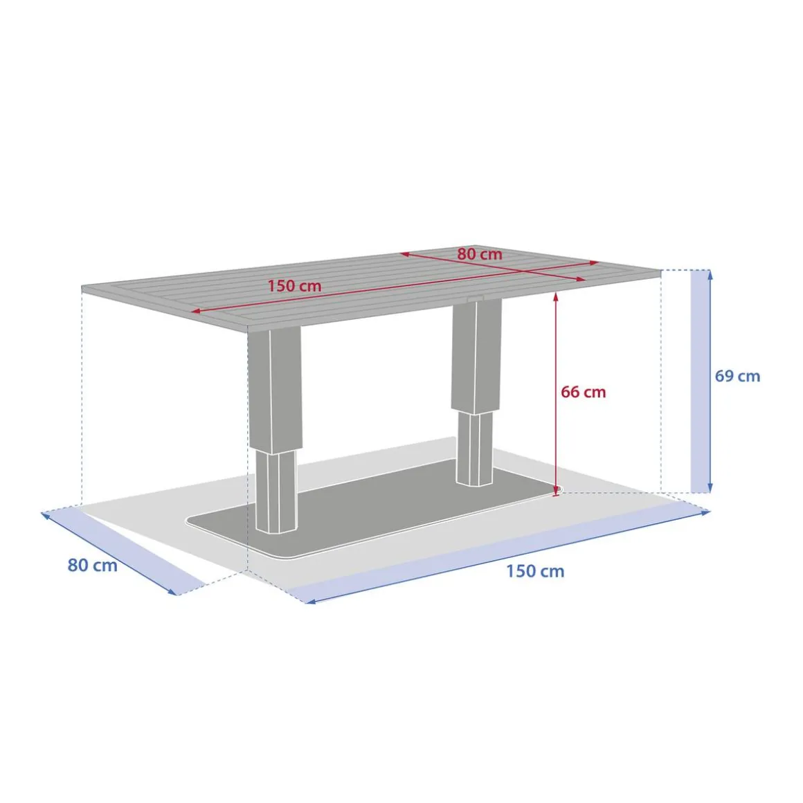 Table de jardin relevable rectangulaire SALIMIA Graphite & Honey
