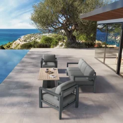 Table de jardin relevable rectangulaire SALIMIA Graphite & Honey