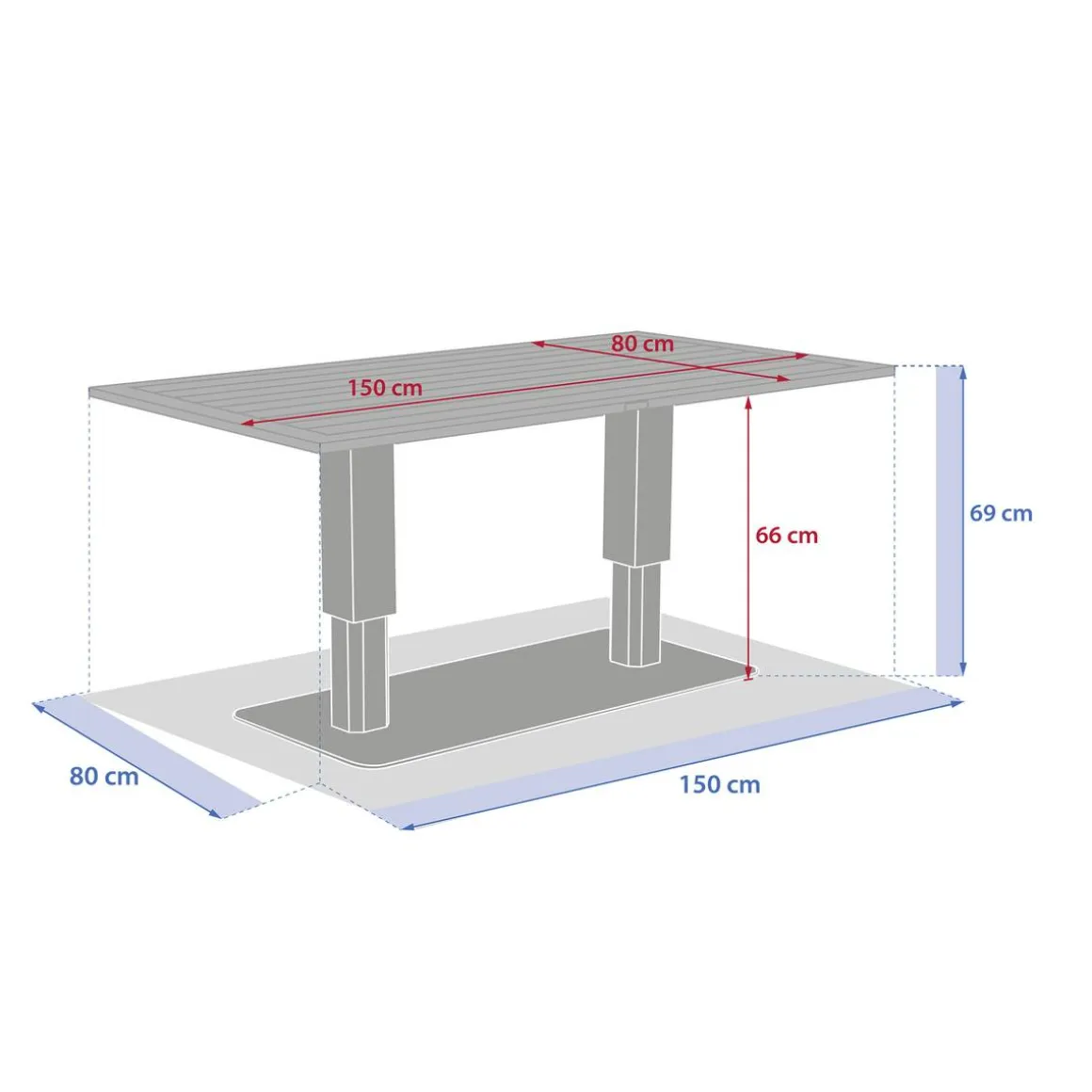 Table de jardin relevable rectangulaire SALIMIA Argile & Lin