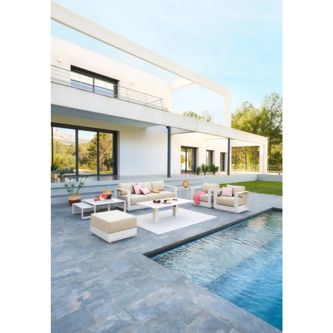 Table de jardin relevable rectangulaire SALIMIA Avoine