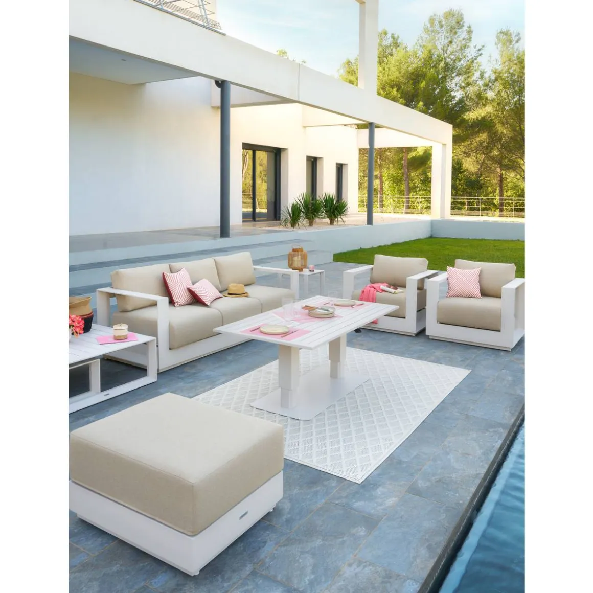 Table de jardin relevable rectangulaire SALIMIA Avoine