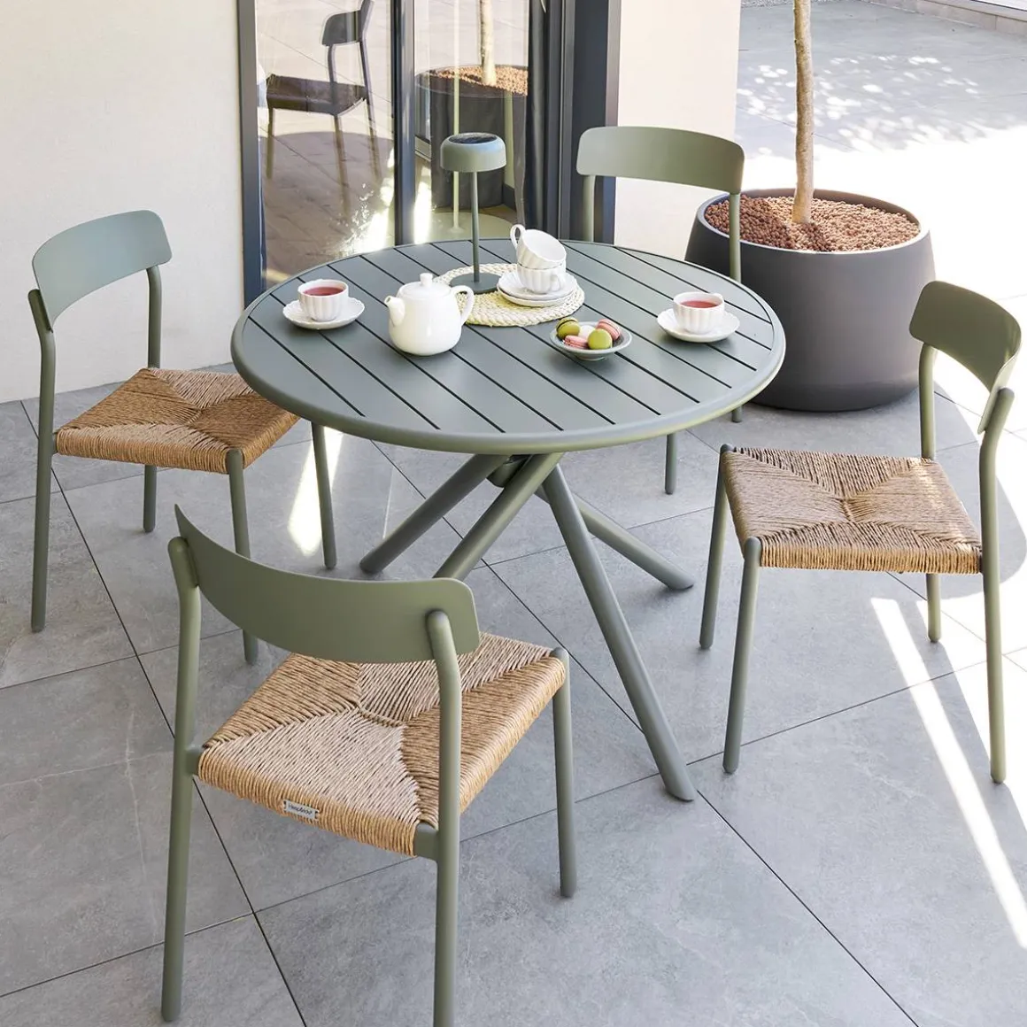 Table de jardin ronde NEBULLIA Vert laurier