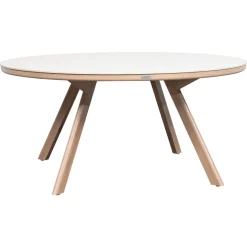 Table de jardin ronde NELORA Beige ficelle / Honey