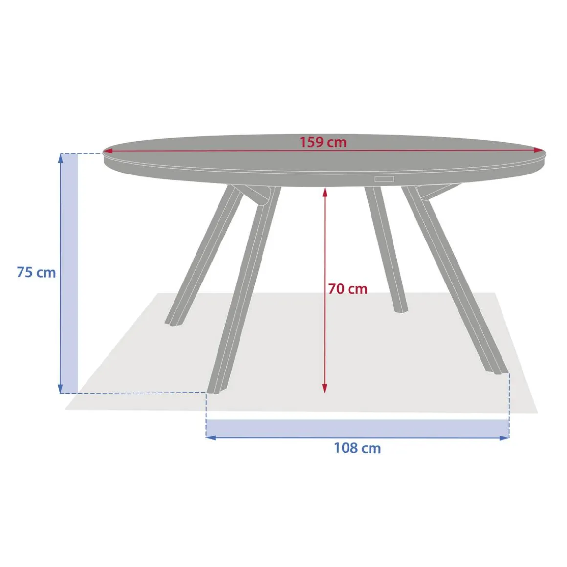 Table de jardin ronde NELORA Beige ficelle / Honey
