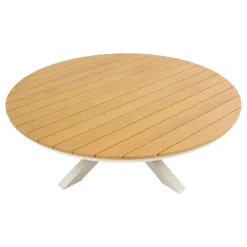 Table de jardin ronde ORACLION Effet bois noix / Argile