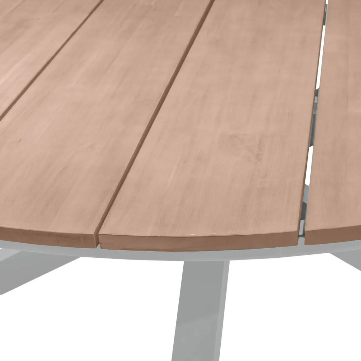 Table de jardin ronde ORIENGO Acacia & Blanc