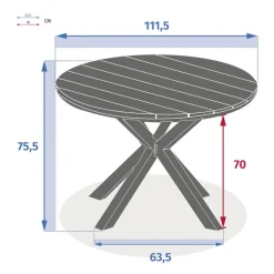 Table de jardin ronde ORIENGO Acacia & Graphite