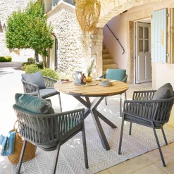 Table de jardin ronde ORIENGO Acacia & Graphite