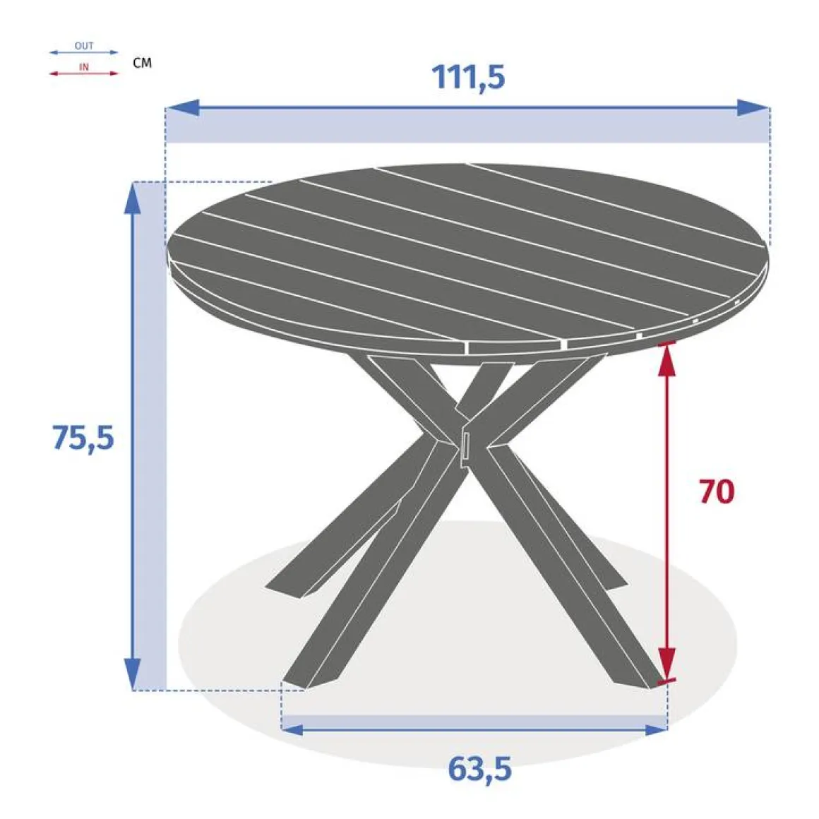 Table de jardin ronde ORIENGO Acacia & Blanc
