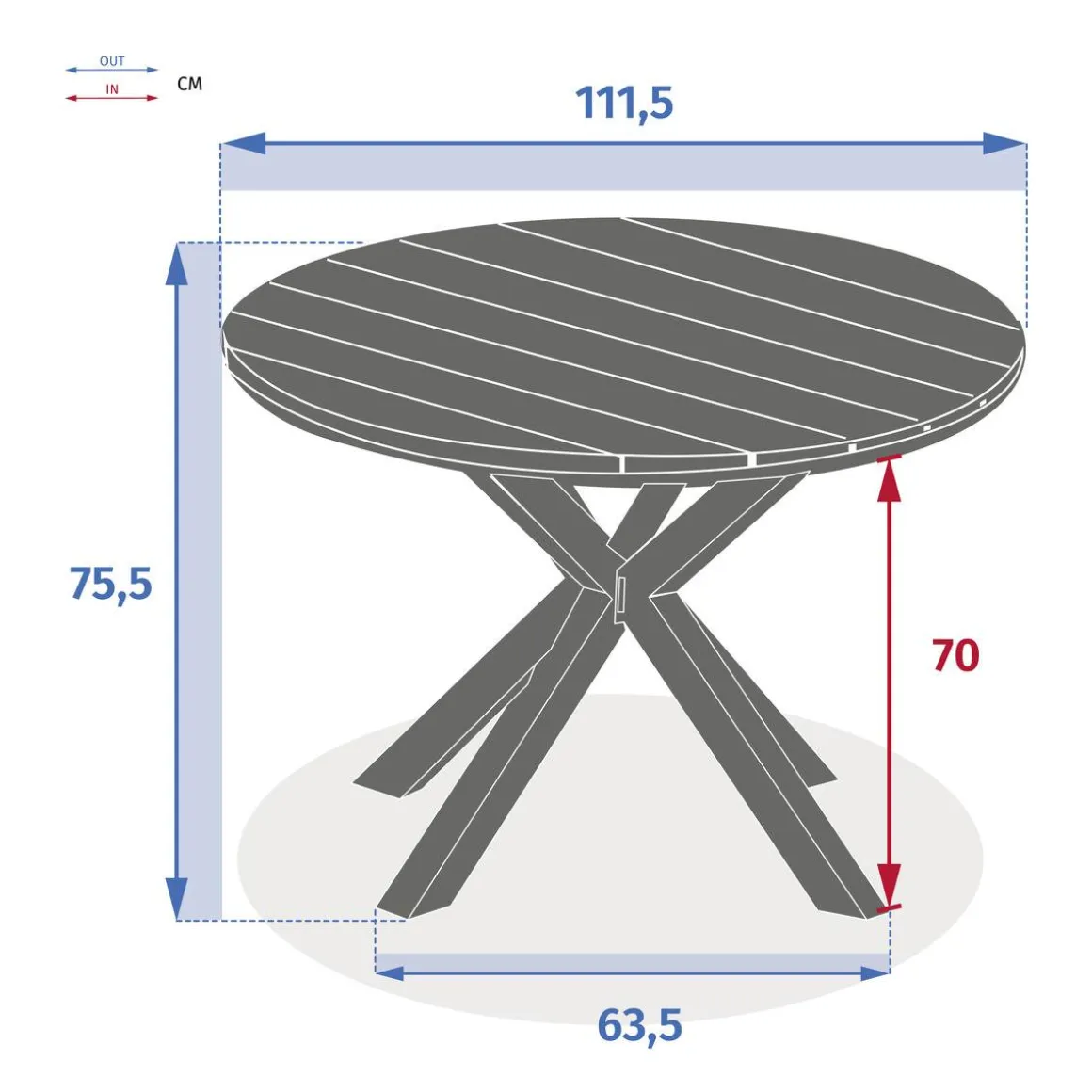 Table de jardin ronde ORIENGO Acacia & Blanc