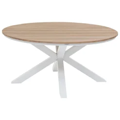 Table de jardin ronde ORIENGO Acacia & Blanc
