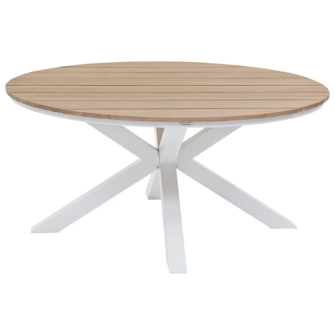 Table de jardin ronde ORIENGO Acacia & Blanc