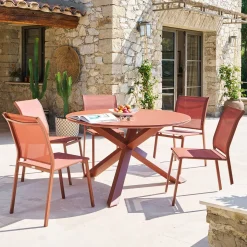 Table de jardin ronde ORYON Acajou