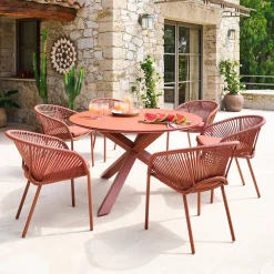Table de jardin ronde ORYON Acajou