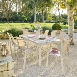 Table de jardin ÉVASION Effet bois Lin & Argile