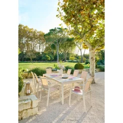 Table de jardin ÉVASION Effet bois Lin & Argile