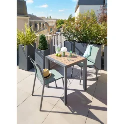 Table de jardin ÉVASION Effet bois Honey & Graphite