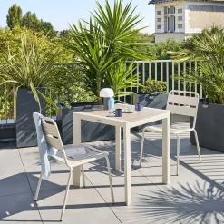 Table de jardin ÉVASION Effet bois Lin & Argile