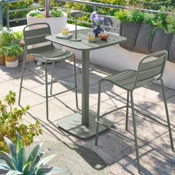 Table haute de jardin carrée ALEGORIA Vert laurier