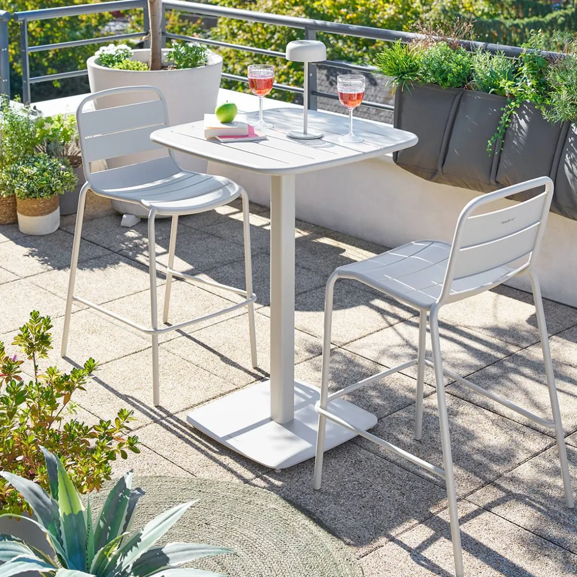 Table haute de jardin carrée ALEGORIA Argile