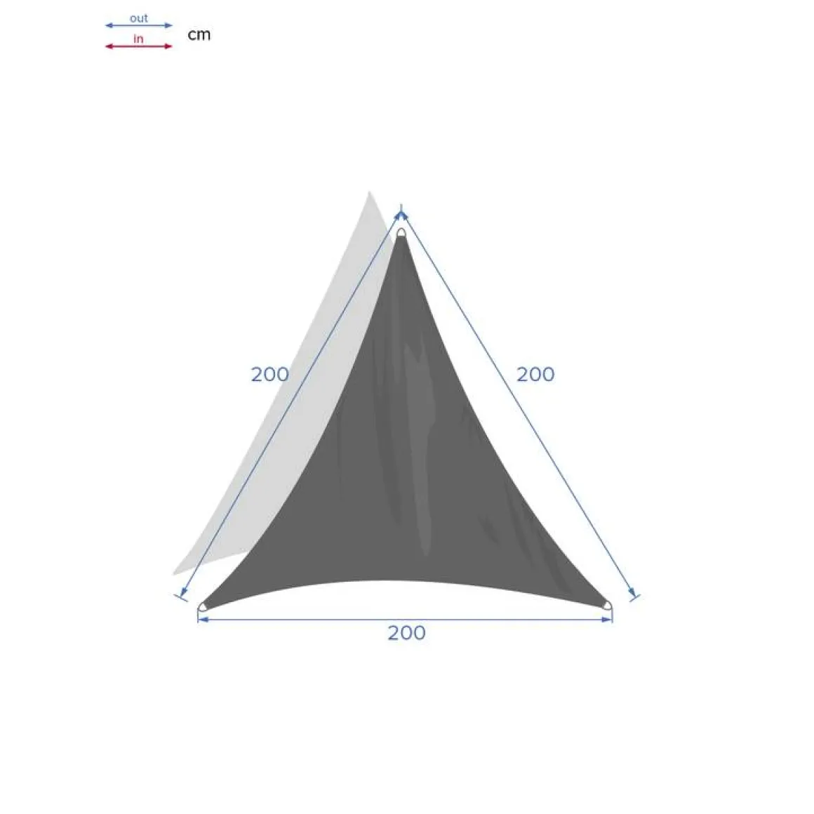 Voile d'ombrage triangulaire CURACAO Ardoise